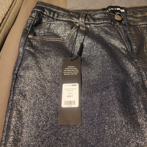 Fashion Nova Silver Flare Jeans - Picture 9 of 11